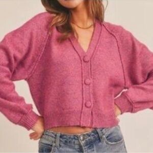 Lush Pink Women's Cardigan Sweater